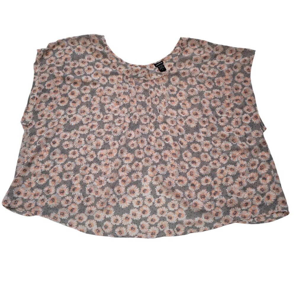 Torrid Split Back Sheer Blouse Floral Daisy Flowy Pintuck Chest Sleeveless Sze 5